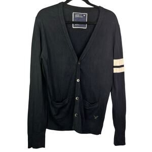 American Eagle varsity Sweater Cardigan navy Cotton Wool Knit Prep Academia